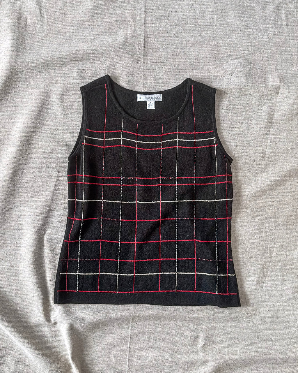 Beaded Plaid Tank Top