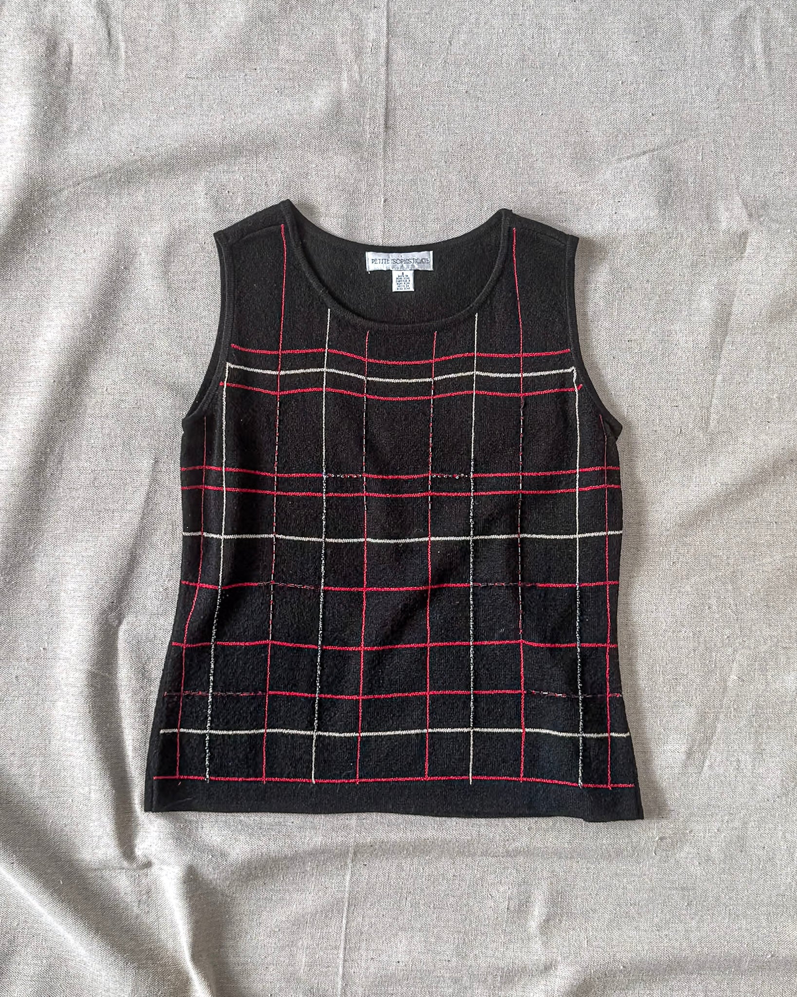 Beaded Plaid Tank Top