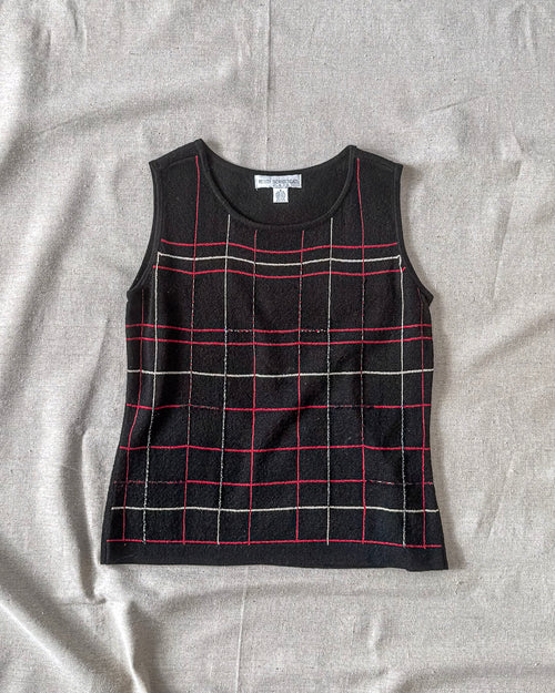 Beaded Plaid Tank Top