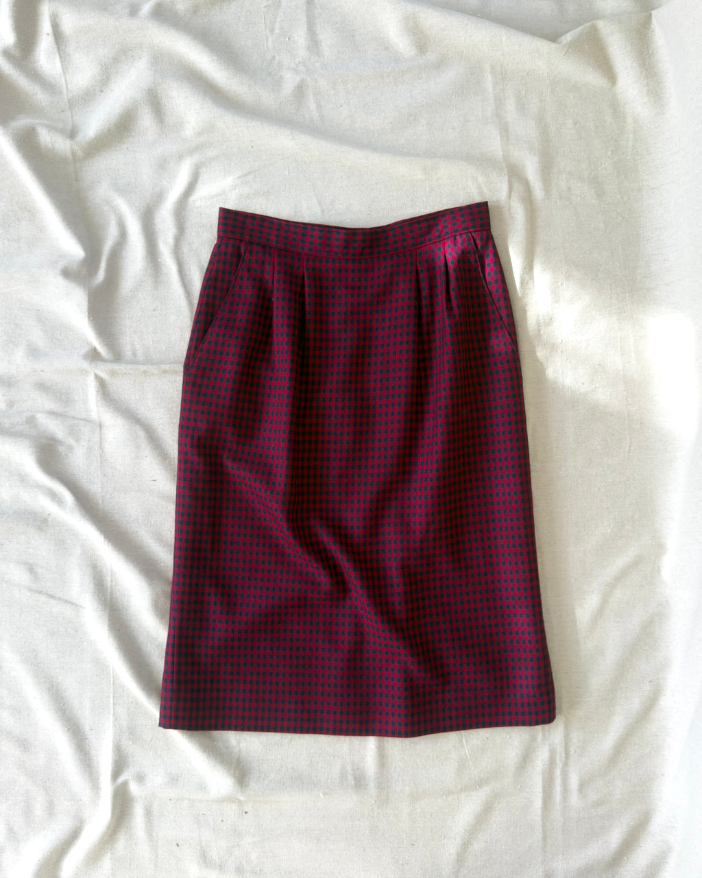 Gingham Plaid Midi Skirt